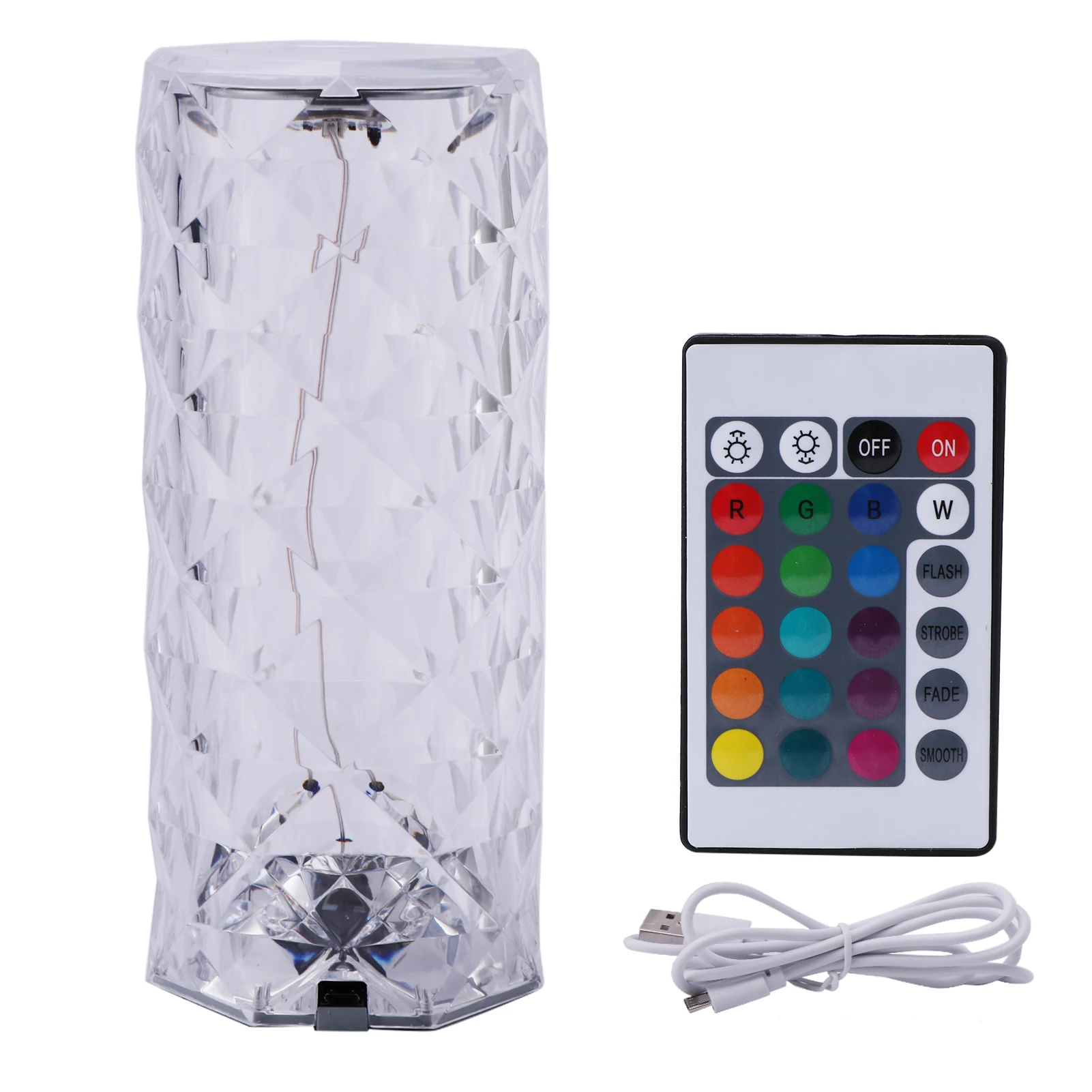 Color Changing Night Light Diamond Design Crystal Lamp USB Charging Acrylic Touch Control Living Room Cylindrical Home Decor