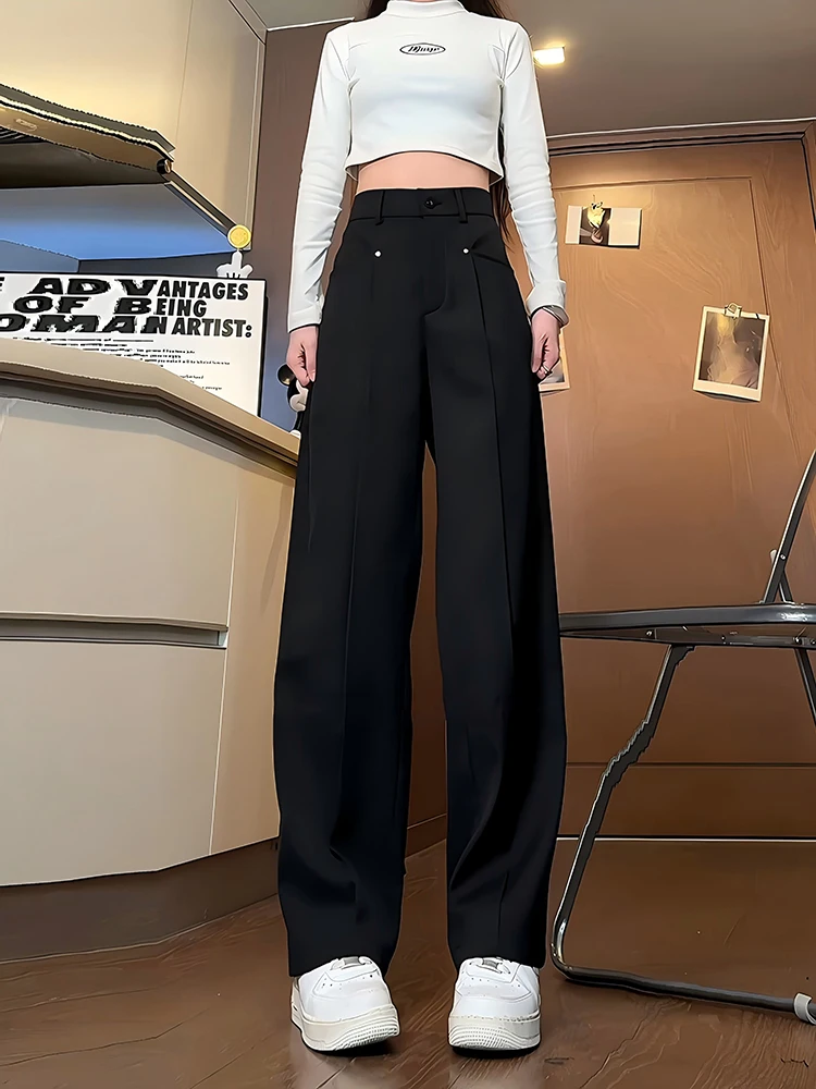 

Bla Rivet Bell Bot Men's Pants Drapey Ele American Sle Knife Straight Leg Suit Pants Youthful Casual Trousers