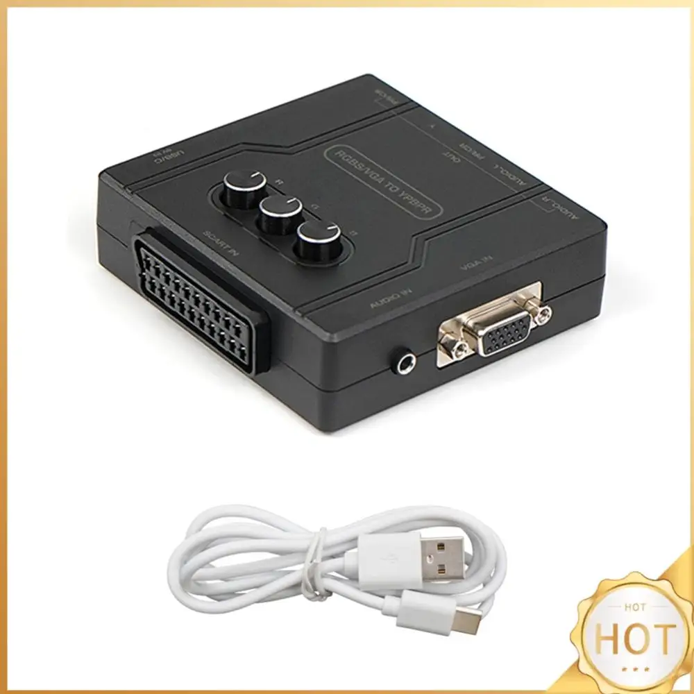 Convertidor de Video RGBS VGA SCART a YPBPR, Adaptador de Video con Brillo de Color Ajustable, Convertidor de Diferencia de Color RGBS VGA SCART a YPBPR
