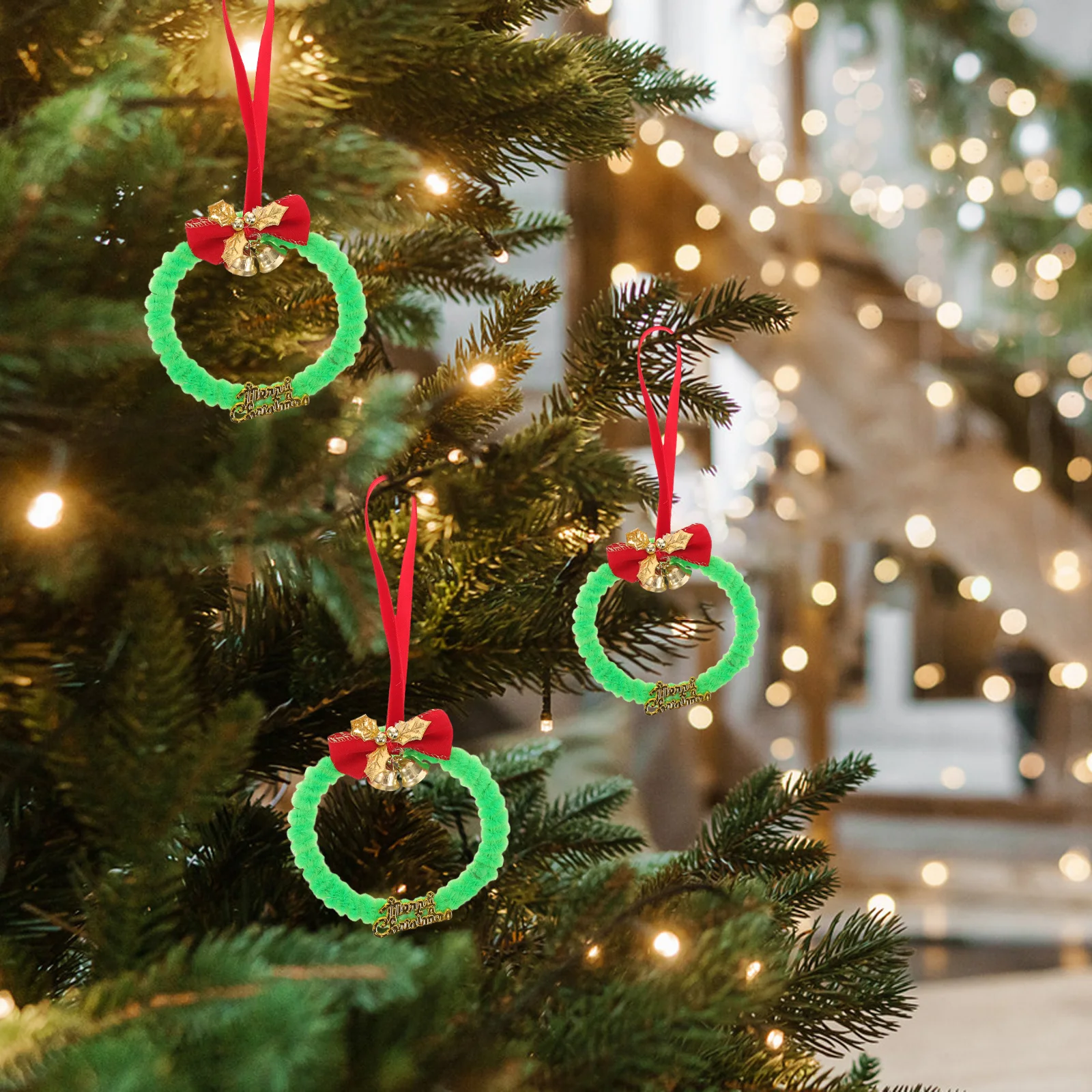 

12 Pcs Christmas Decorations Winter Wreath Tree Hanging Ornament Farmhouse Front Door Red Garland Festive
