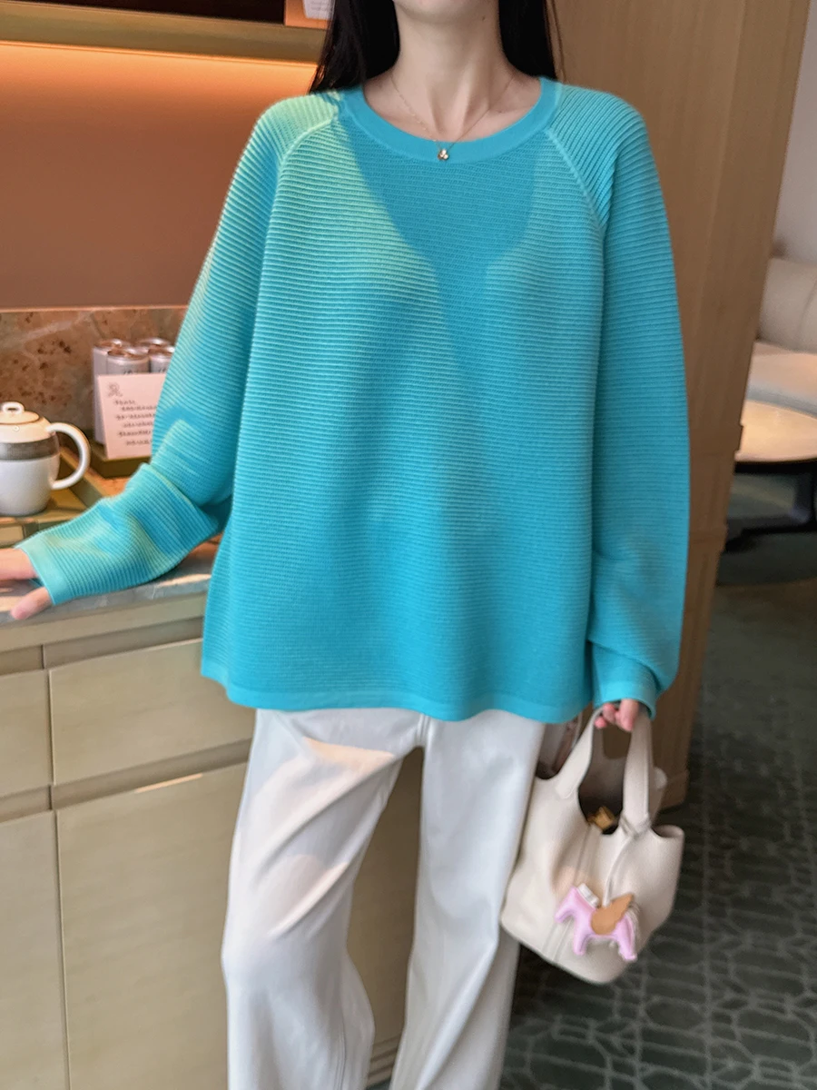 

Jclp6 Beautiful Knitted Wool Loose round Ne Pullover Top Age-Defng Wave Pattern Casual Sle Women's Faion Spring 2026