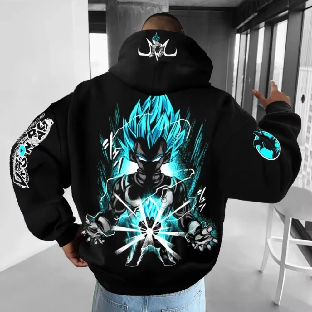 Dragon Ball Super Saiyajin Herren-Kapuzenpullover 2025, Herbst und Winter, Streetwear, Vegeta, Anime, große Größe, lockerer, lässiger Kapuzenpullover