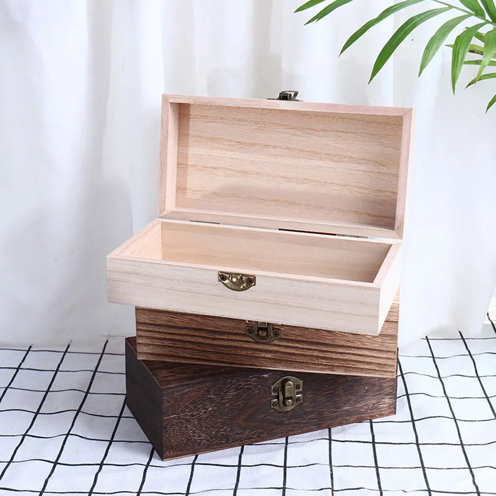 

Earring Containers Tea Boxes Craft Postcard Organizer Gift Wooden Storage Box Clamshell Box Decorative Trinket Case Jewelry Box