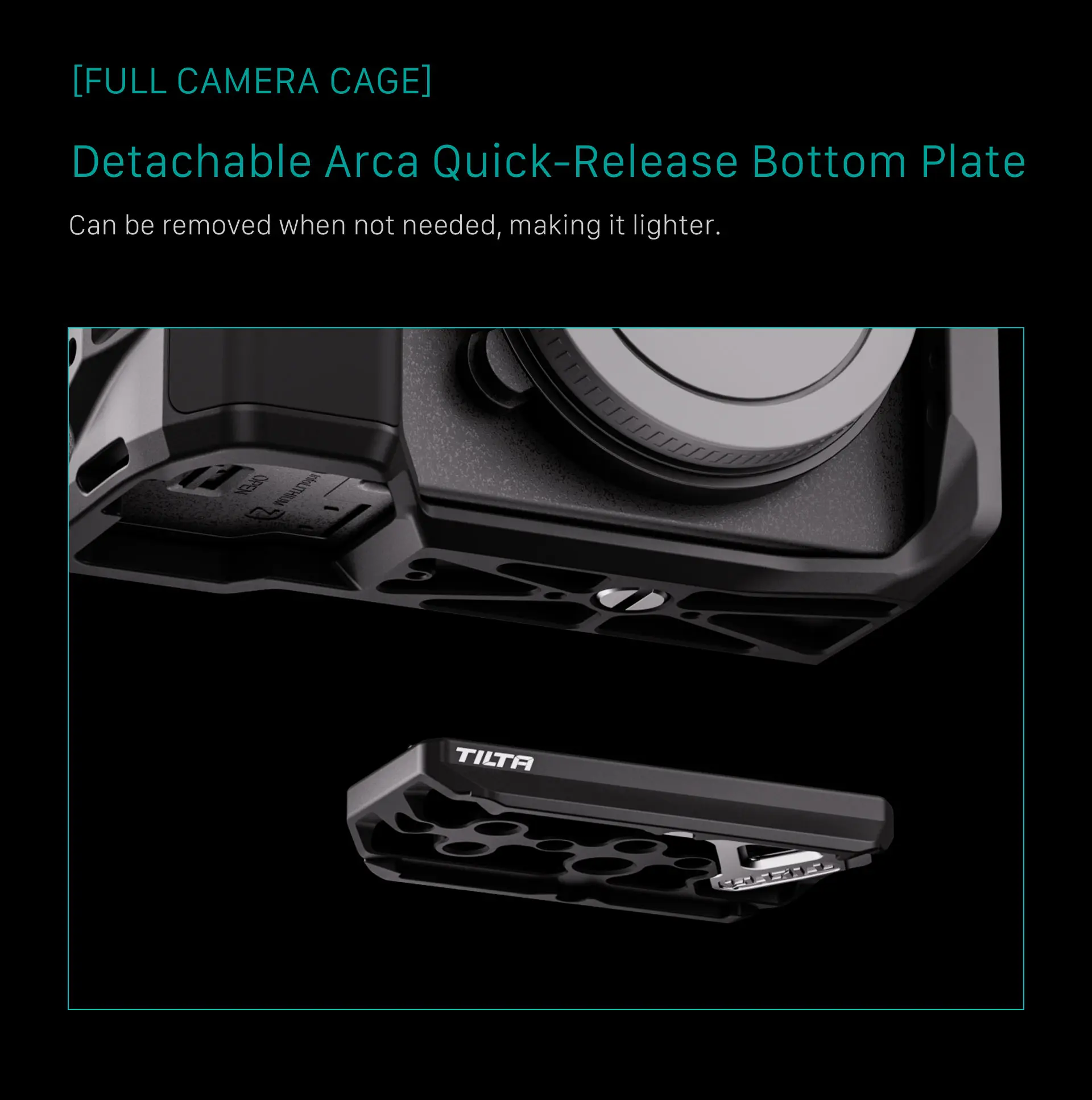 TILTA Kamerakäfig für Sony ZV-E10 II TA-T69-FCC-B mit Arca-Swiss Schnellwechselplatte Kaltschuh – Detail 6