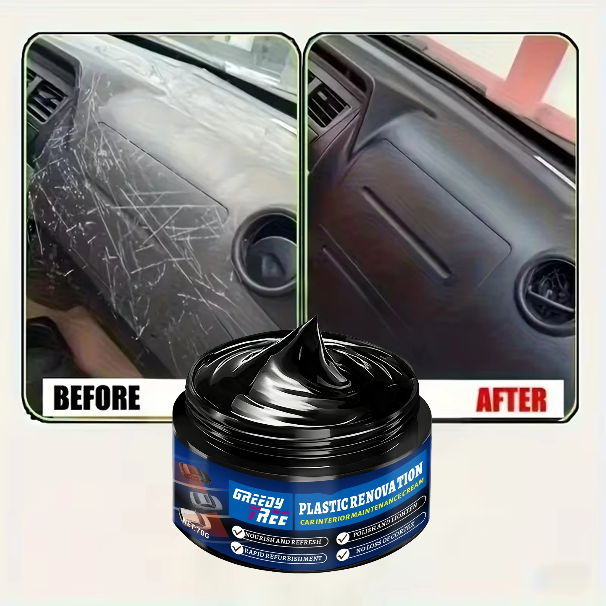 Black Gloss Plastic Component Polishing Paste Automotive Interior Seat Repair Wax for Steering Wheel