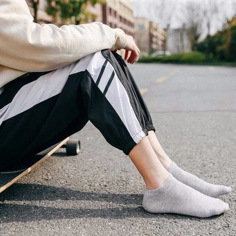 5 Pairs/Lot Low Cut Men Socks Solid Color White Gray Black Breathable Cotton Sports Socks Male Short Socks Women Men