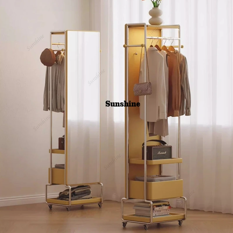 

Movable full-length mirror Bedroom coat rack with mirror Rotating floor-to-ceiling full-length mirror
