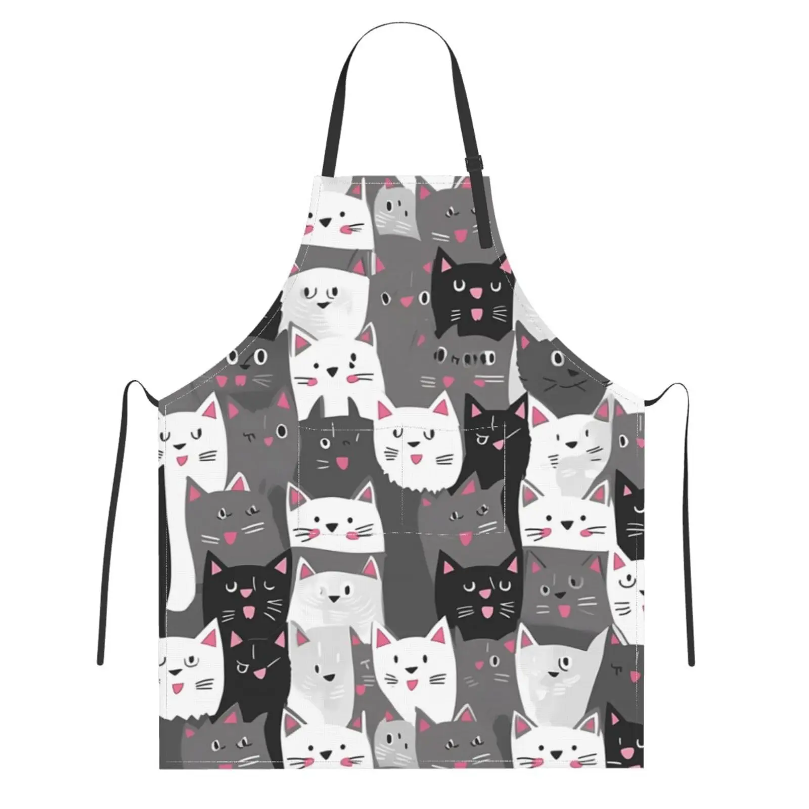 

Cute Cat Kitten Adjustable Apron with Pockets Hipster Cartoon Chef