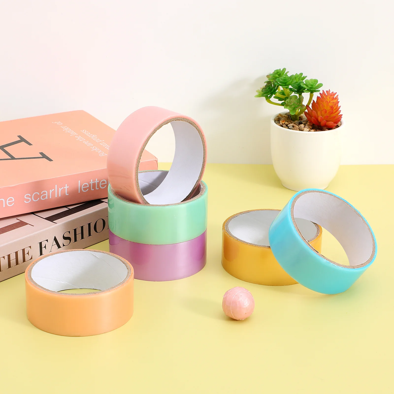 

Colorful Sticky Tapes 6 Rolls Adhesive Ball Tape for DIY Fidget Stress Relief Pearlescent Design 2025