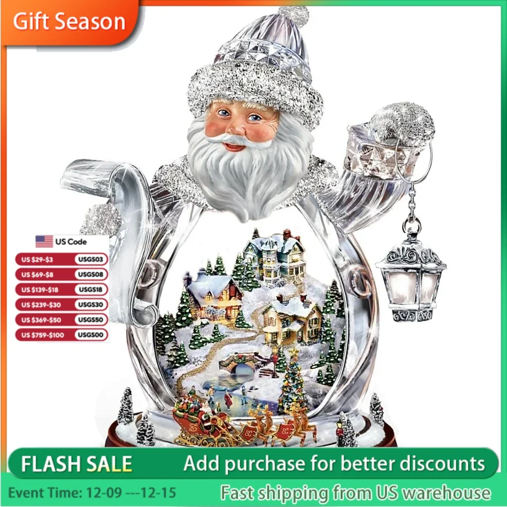 Santa Claus Tabletop Crystal Figurine: Santa Claus is On Way