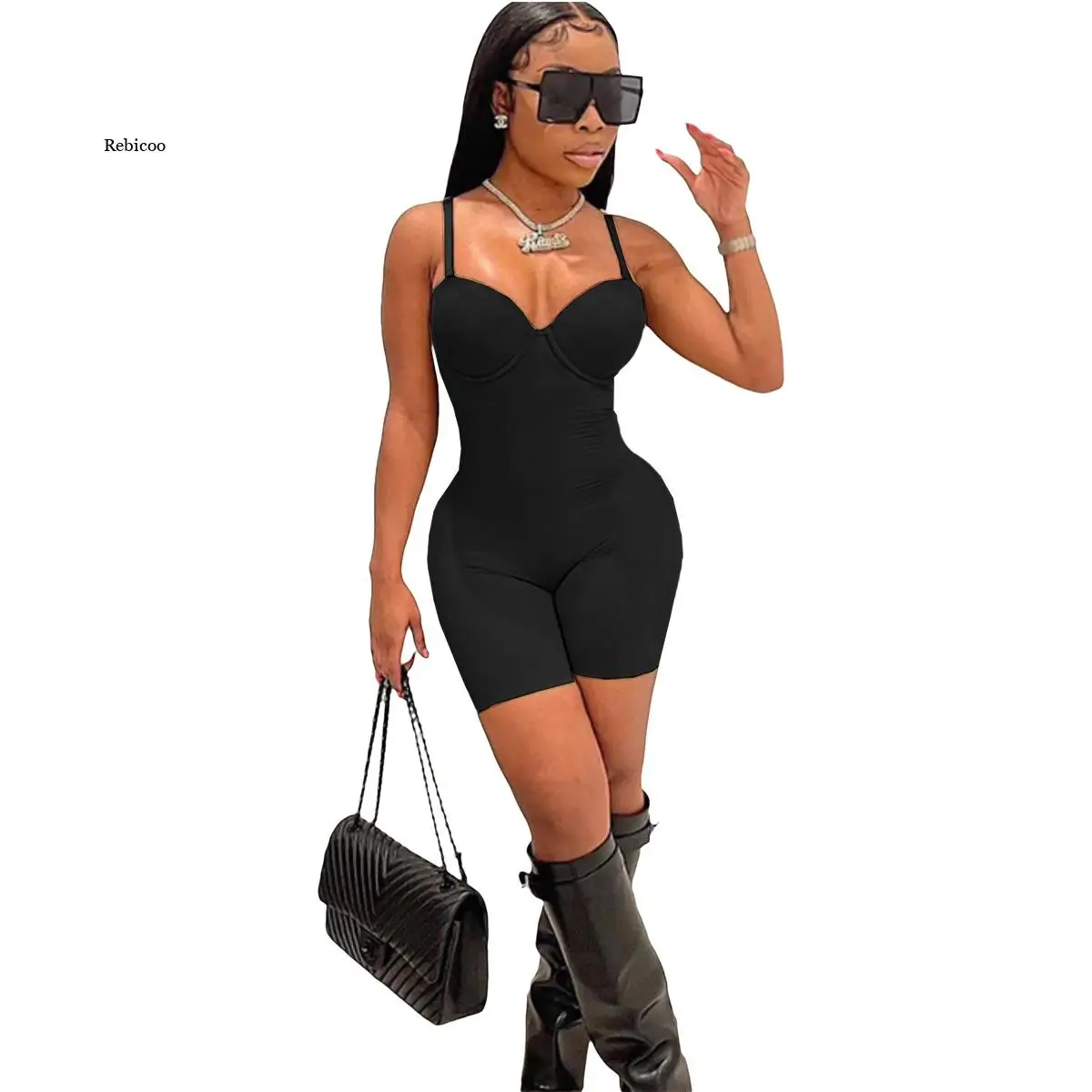 Ladies Fashion Jumpsuit Sexy Sleeveless Skinny Rompers for Women Sexy Backless Short Playsuits Summer Solid Lace Shorts