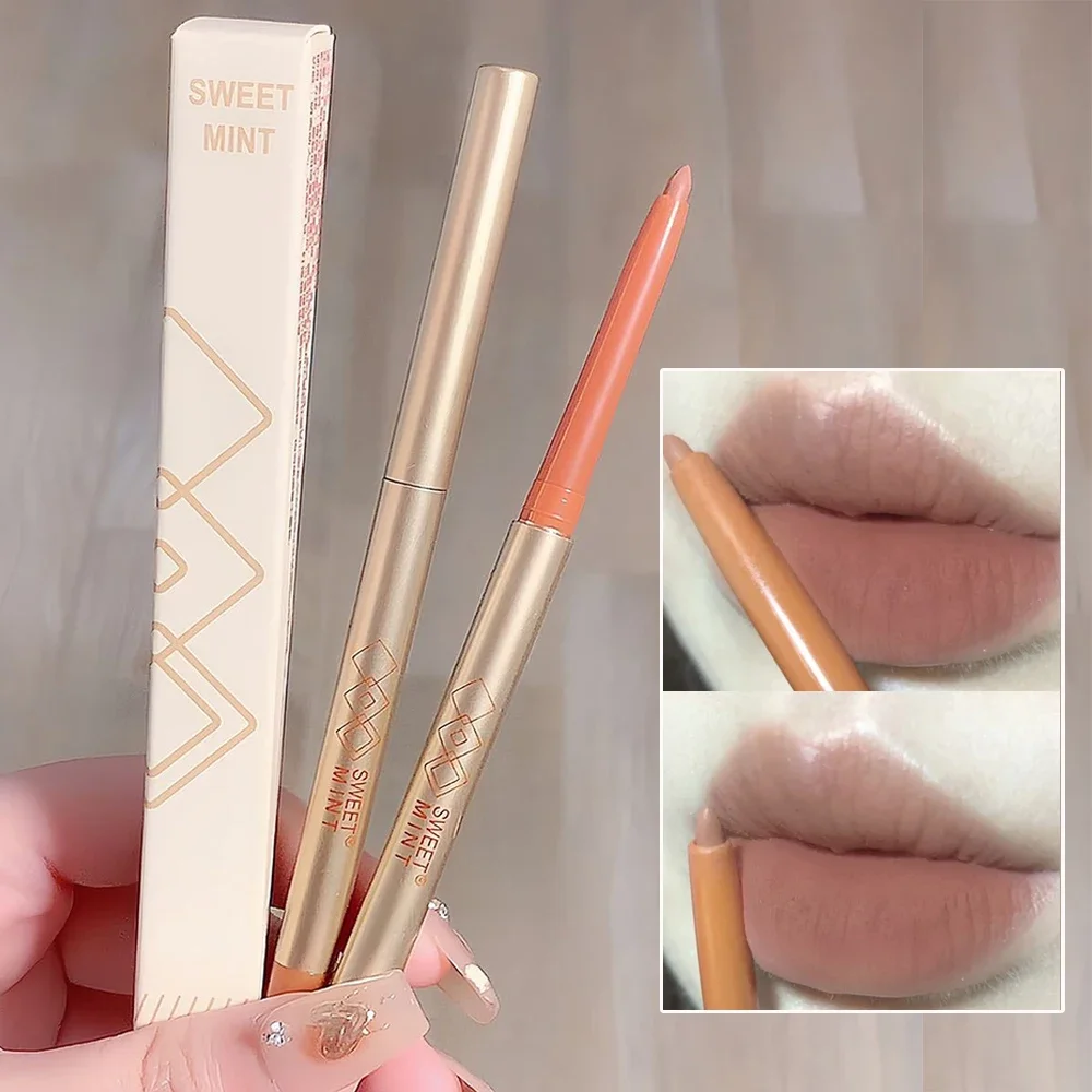 Lápiz labial mate resistente al agua, lápiz labial desnudo de terciopelo, pigmentos rojos y marrones, maquillaje de larga duración, tinte de labios antiadherente, 1 unidad