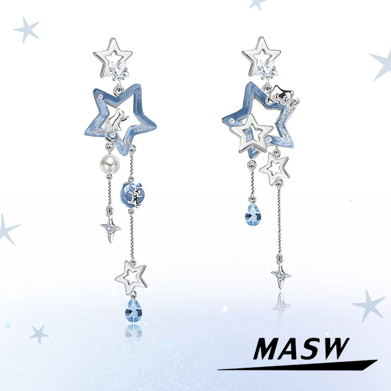 

MASW Original Design Luxury Star Long Fringe Earrings For Women 2025 Trend New Fashion Jewelry Elegant Popular Accessories