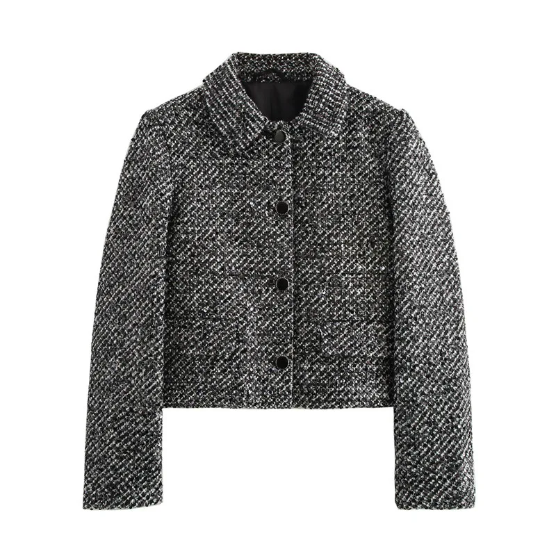 

New Women's Fashion French Style Elegant Versatile Little Style Sequin Texture Coat 1689299