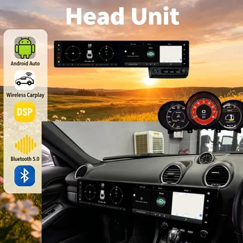 CY 12.3+12.3 cala Podwójny Ekran Android 13 Radio Samochodowe do Porsche Boxster 718 2016-2023 CarPlay Auto Multimedia Stereo Player GPS BT