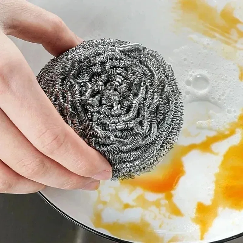 50/1pcs Heavy Duty Wire Steel Cleaning Ball Stainless Steel Dishwashing Balls Scrubbers Cleaner Kitchen Scrubbing Sponges Tools