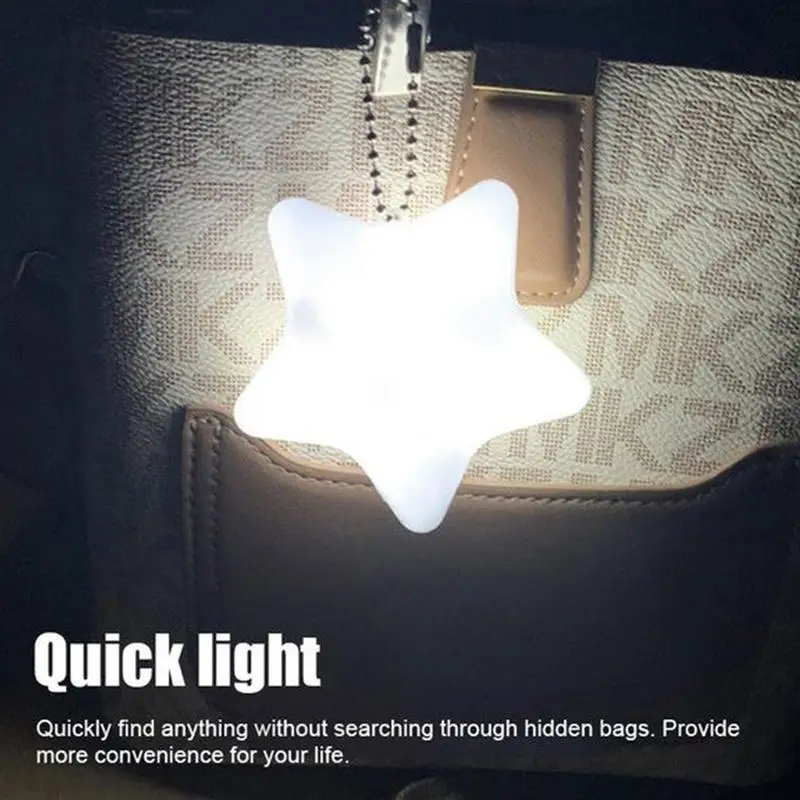 Touch Sensor Light For Purse LED Lights Bag Illuminator Heart Star Shape Keychain Light Night Light Purse Lamp Automatic Sensor