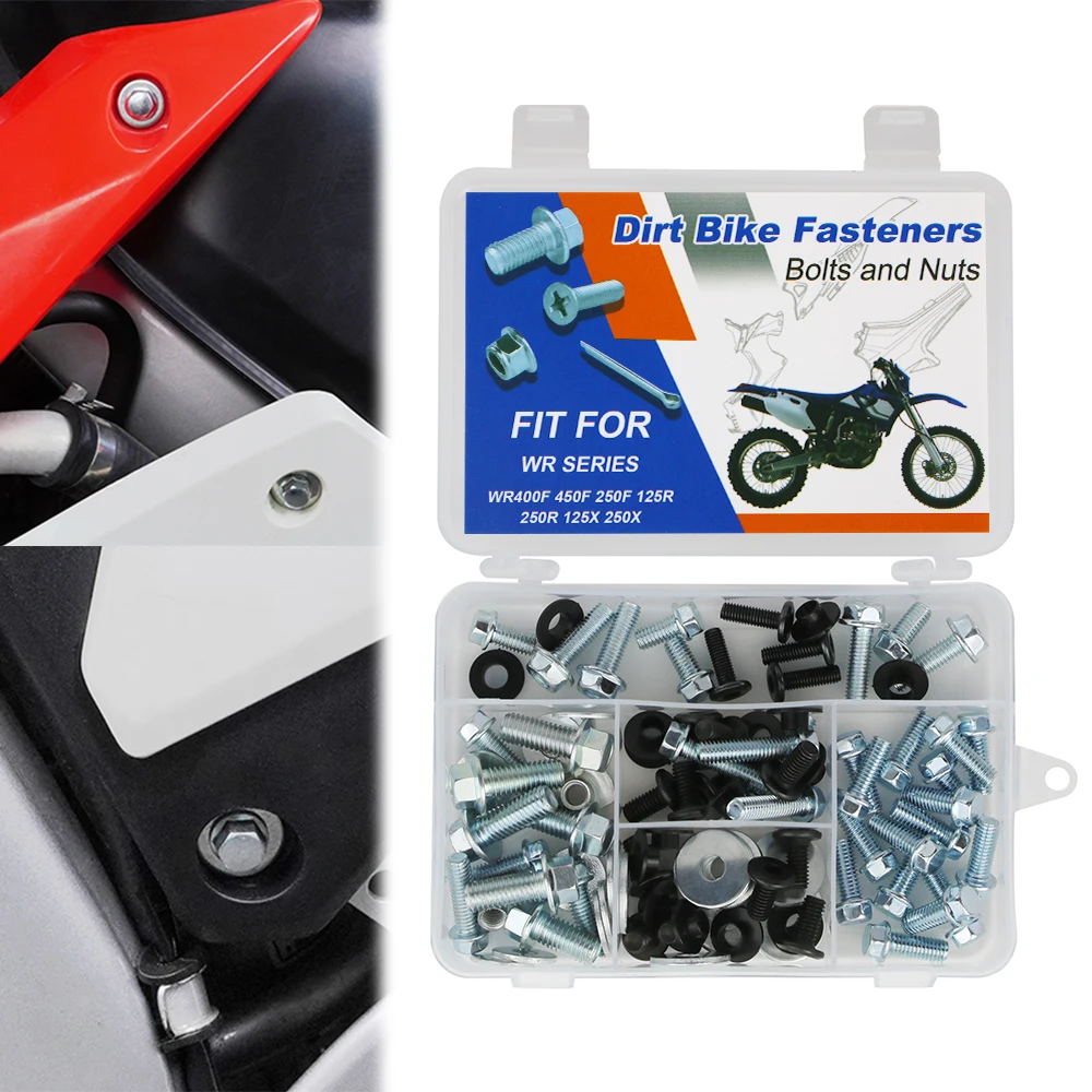 

For Yamaha WR400F WR450F WR250F WR125R WR250R WR125X WR250X 70PCS Steel Complete Body Plastic Frame Fender Bolts Kit Fairing Kit