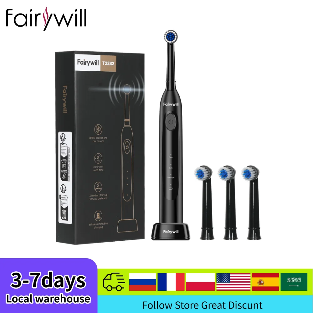 

Fairywill Electric Toothbrush T2232 Teeth Whitening Sonic Toothbrush Rechargeable Electric Toothbrush Adult Vibration Intensely