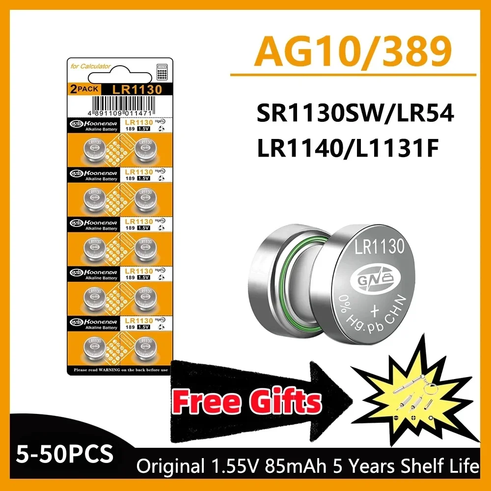 

AG10 LR1130 Batteries 389A LR1130 LR54 L1131 SR1130 1.55v High Capacity Button Cell Coin Battery for Watches Calculators Lasers