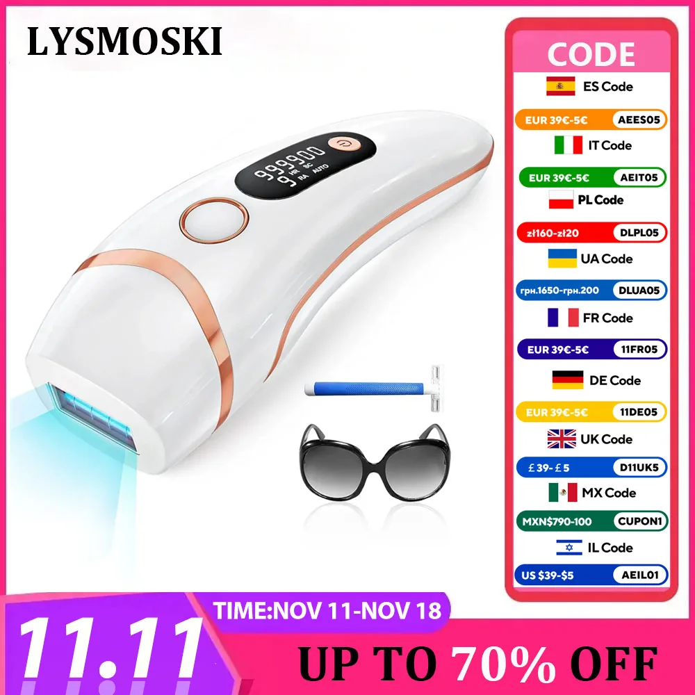 IPL Devices Hair Removal Laser 999900 Light Pulses HR/ SC /RA 9 Levels Whole Body Painless Hair Removal Home Use For Men Women