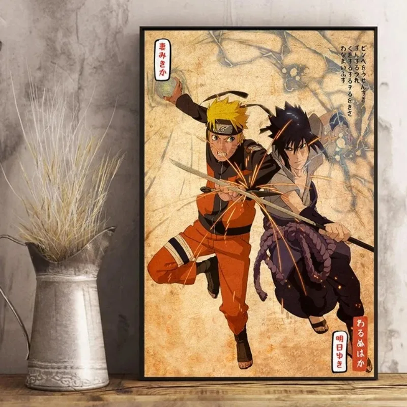 일본 애니메이션 나루토 포스터 레트로 아트 프린트, 집 거실 벽 아트 장식 벽화, 캔버스 페인팅, 벽 장식 미학