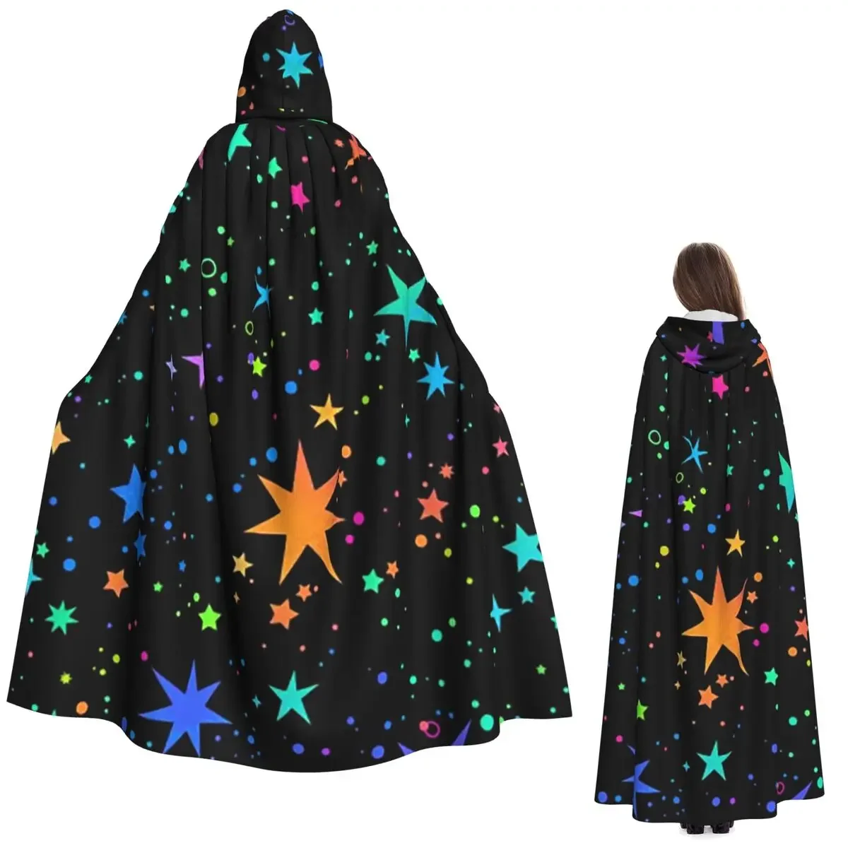 

Космическая Галактика Созвездие Зодиака Звезда Длинный Плащ с Капюшоном Ведьма Средневековый Костюм Накидка