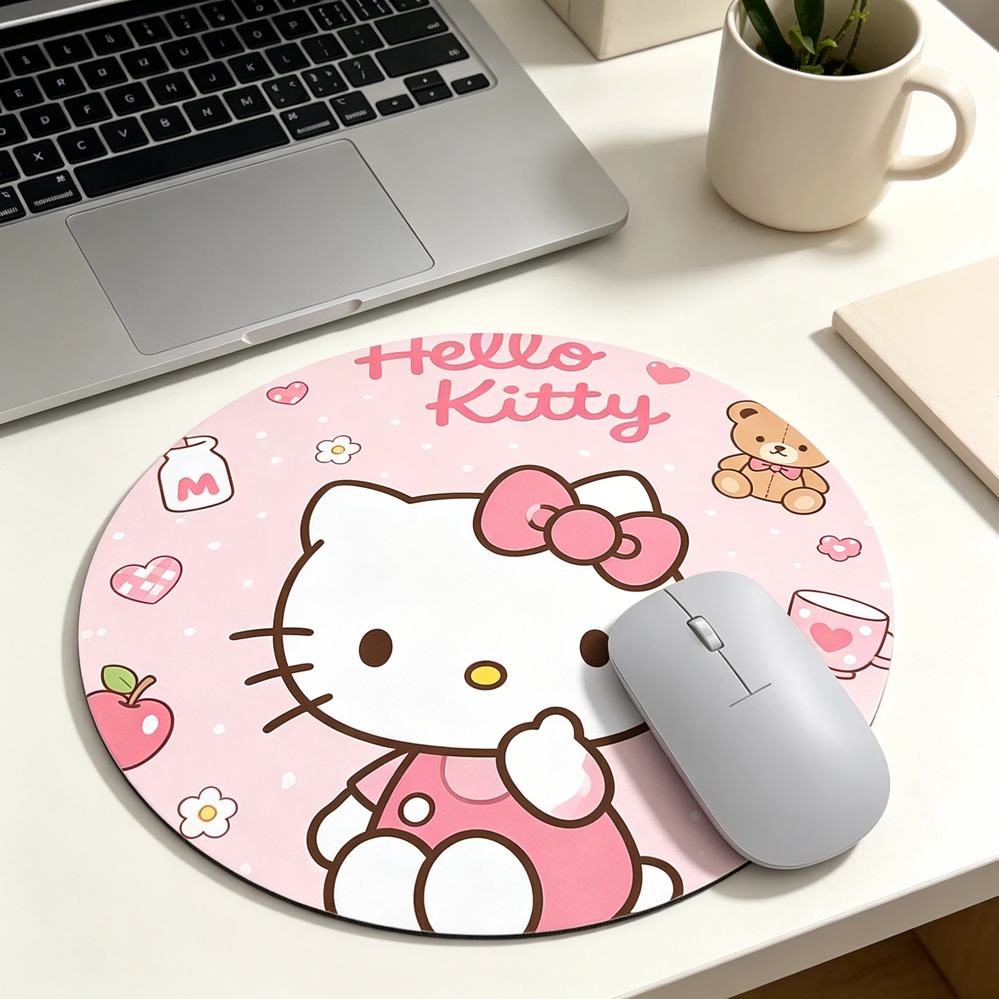 

HelloKitty Sanrio Mouse Pad Anime Small Round Mousepad Gamer Pc Accessories Desk Protector Keyboard Mat Deskmat Mats Mause Pads