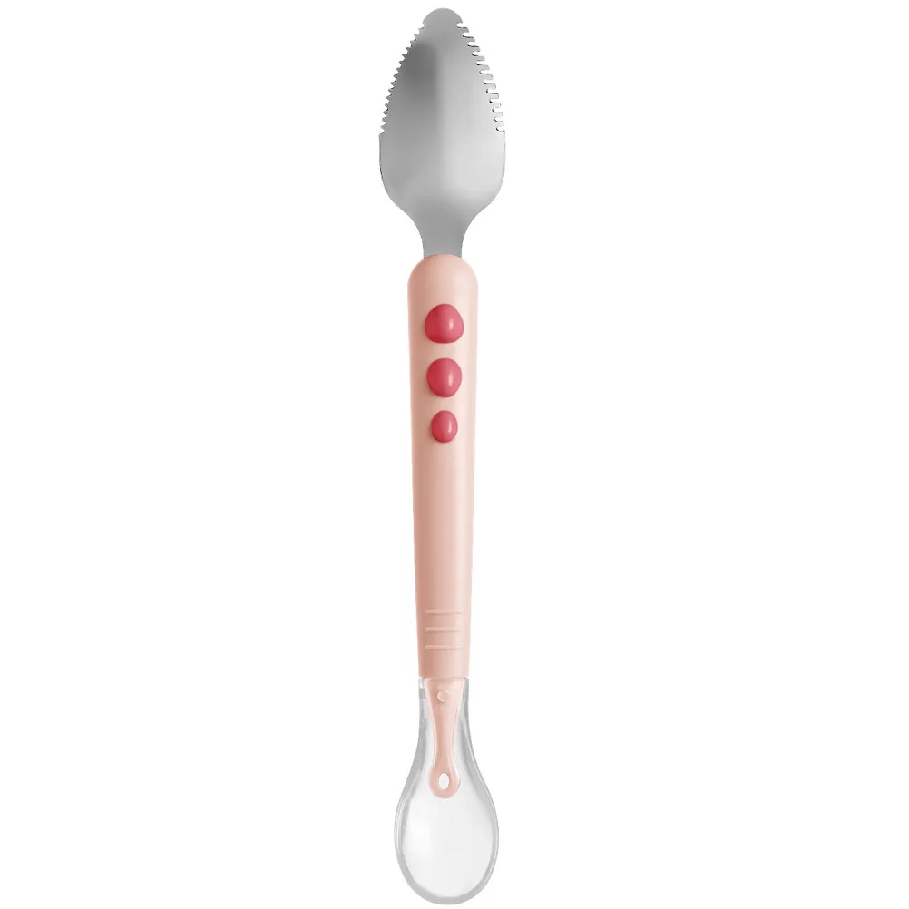 

HIAKDOFT Silicone Double Fruit Puree Spoon for Toddlers Feeding Training Dispenser Scraping Baby Food Tool