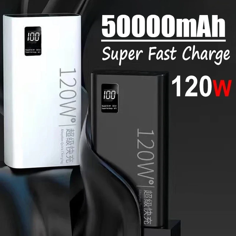 

Портативное зарядное устройство с высокой емкостью 50000 мАч, мощностью 120 Вт, быстрой зарядкой для iPhone 13, 14, 15, Samsung, Huawei, Xiaomi