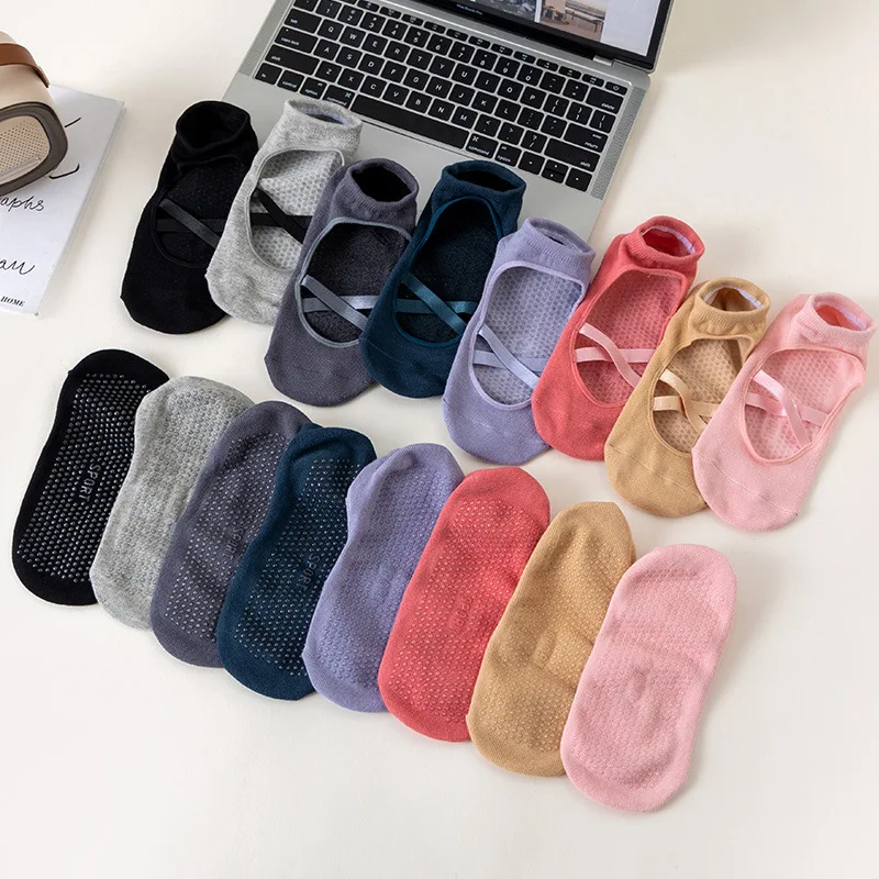 

1 Pairs Cotton Breathable Sweat-absorbent Yoga Socks Silicone Anti-slip Floor Socks Women Pilates Ballet Fitness Sports Sock
