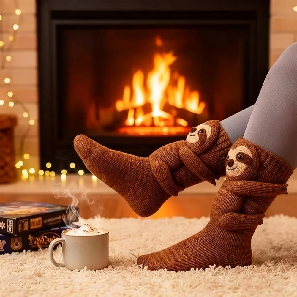 

Носки-тапочки с 3D животными, милый плюшевый рождественский подарок, удобные и теплые вязаные нескользящие домашние носки-тапочки, идеально подходят для зимы