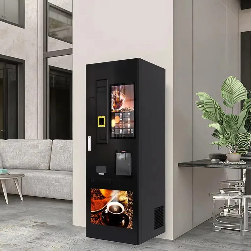 Self Service Coffee Vending Machine Fresh Bean Grinding 21.5 Touch Screen Built-in Cooling for Office and Shopping Mall