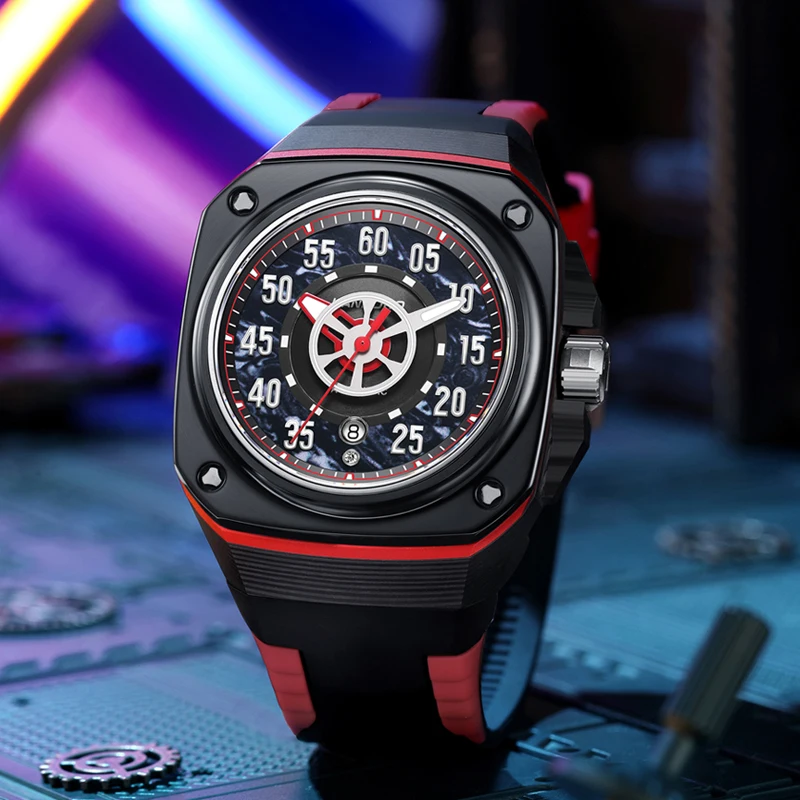 HANBORO Mens Mechanical Watches Top Brand Luxury Automatic Wrist Watch for Men Carbon Fibre Case MIYOTA Movement Reloj Hombre