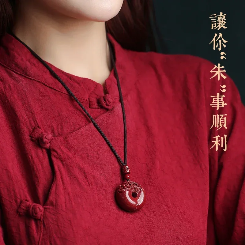 Cinnabar Fengshui Pendant Accessories Lucky Pixiu Necklace Birth Year Amulet Gift Home Decor Crafts Miniatures Talisman for Safe