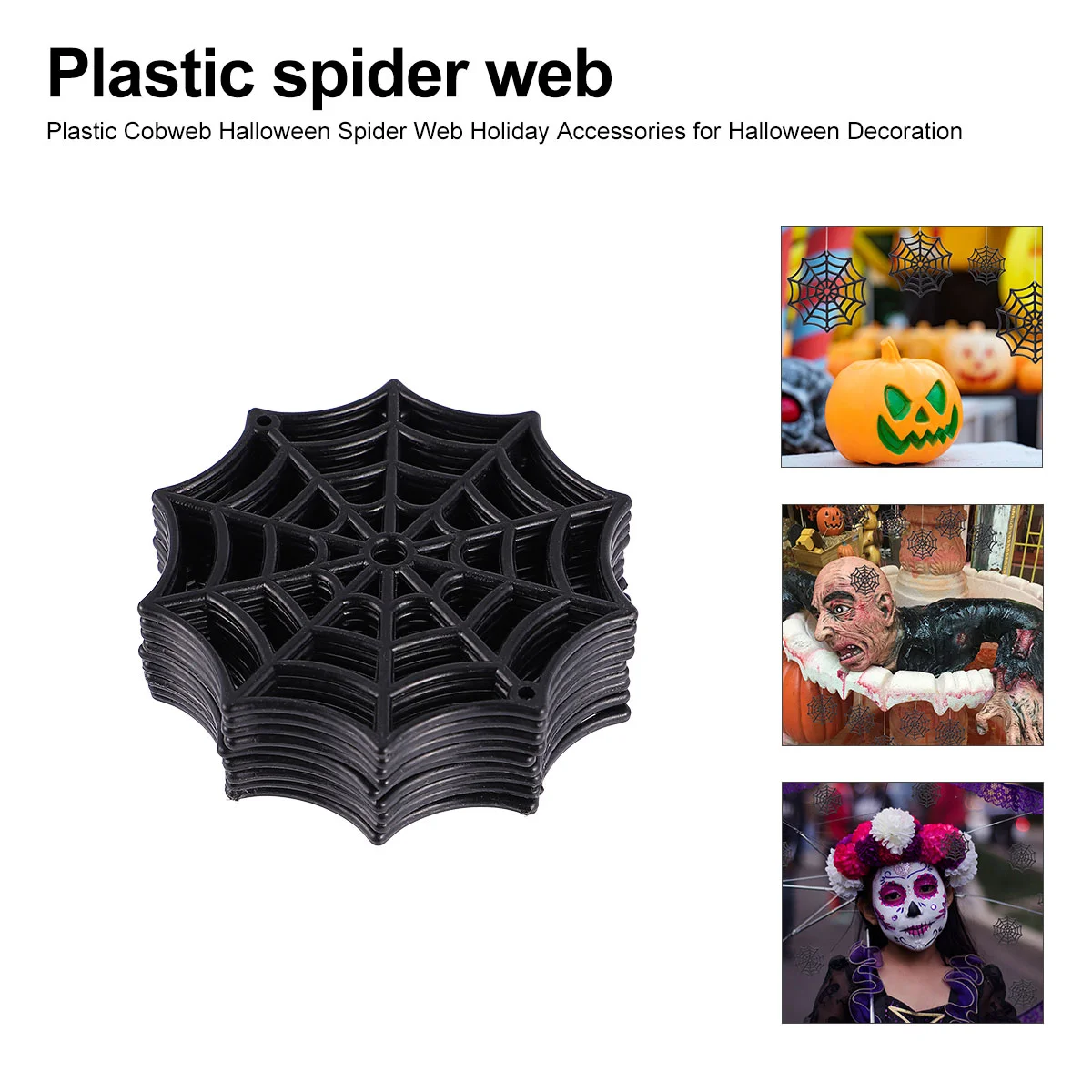 50 Pcs Halloween Plastic Spider Web Goth decorazioni per auto decorazioni Runner da tavola per interni