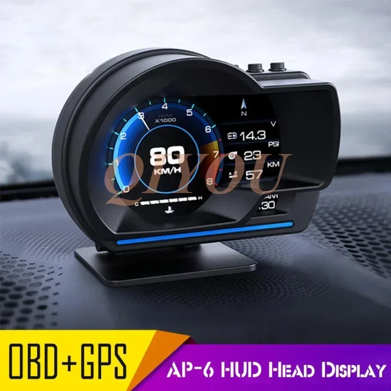 

Universal Car HUD OBD + GPS Head Up Display Speedometer Alarm Overspeed Ambient Light Warning System