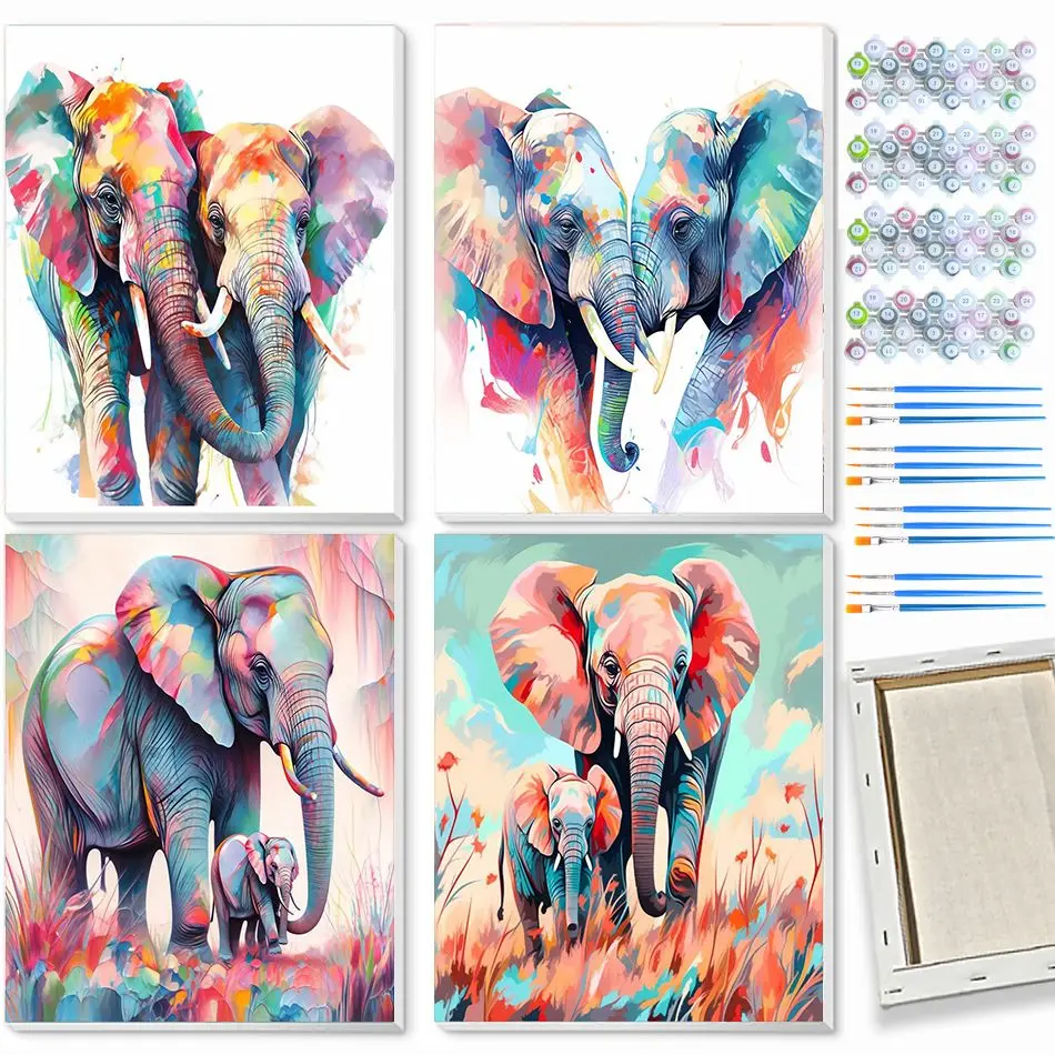 CHENISTOR Elephant Paint By Numbers Handiwork Art Decorative Paintings Animal Abstract Hand Painting Crafts