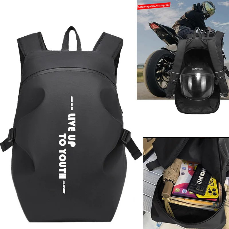

Motorcycle Riding Backpack Portable Waterproof Helmet Storage Travel Backpack Reflective Safety Shoulder Bag Large Capacity Bag