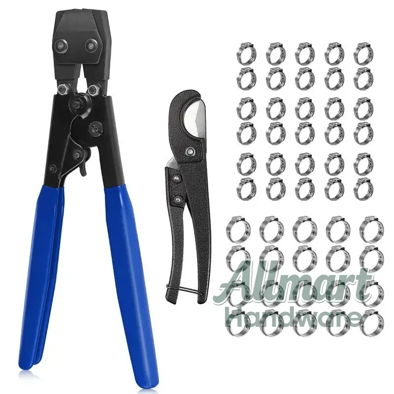 PEX Pipe Clamp Pliers, Single-Ear Stepless Hose Clamp Crimping Tool, Heavy-Duty Installer for Auto CV Joint