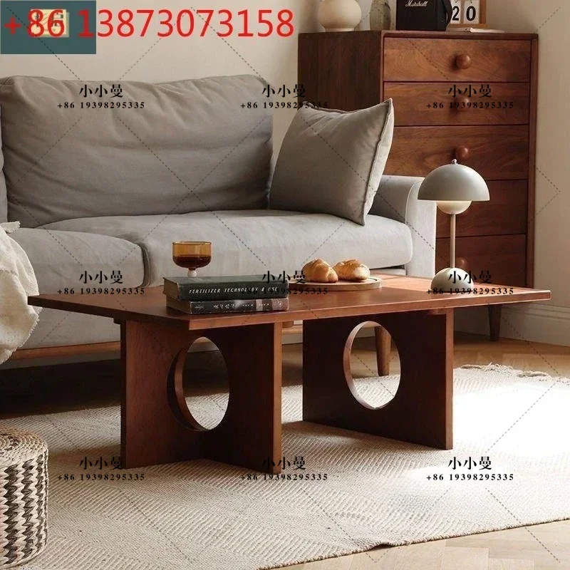 North American medieval solid wood log light luxury living room home Nordic simple small apartment modern tea table