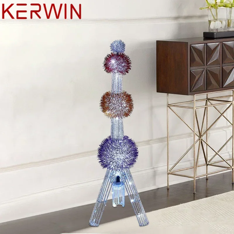 KERWIN Nordic Floor Lamp Modern Art Living Room Bedroom Hotel LED Aluminum Wire Originality Tower Decorative Standing Light