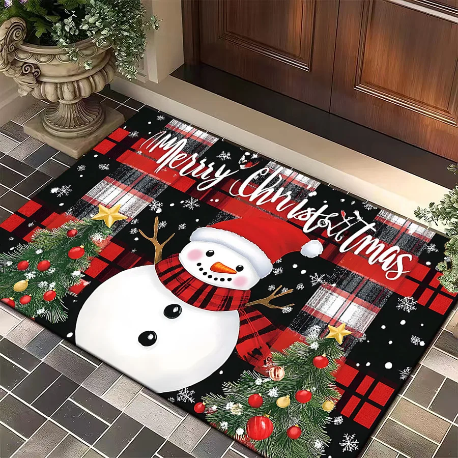 Vintage Christmas Gnomes print door mat farmhouse entry back porch sunroom Entry Door Rug Daily use Christmas Gift