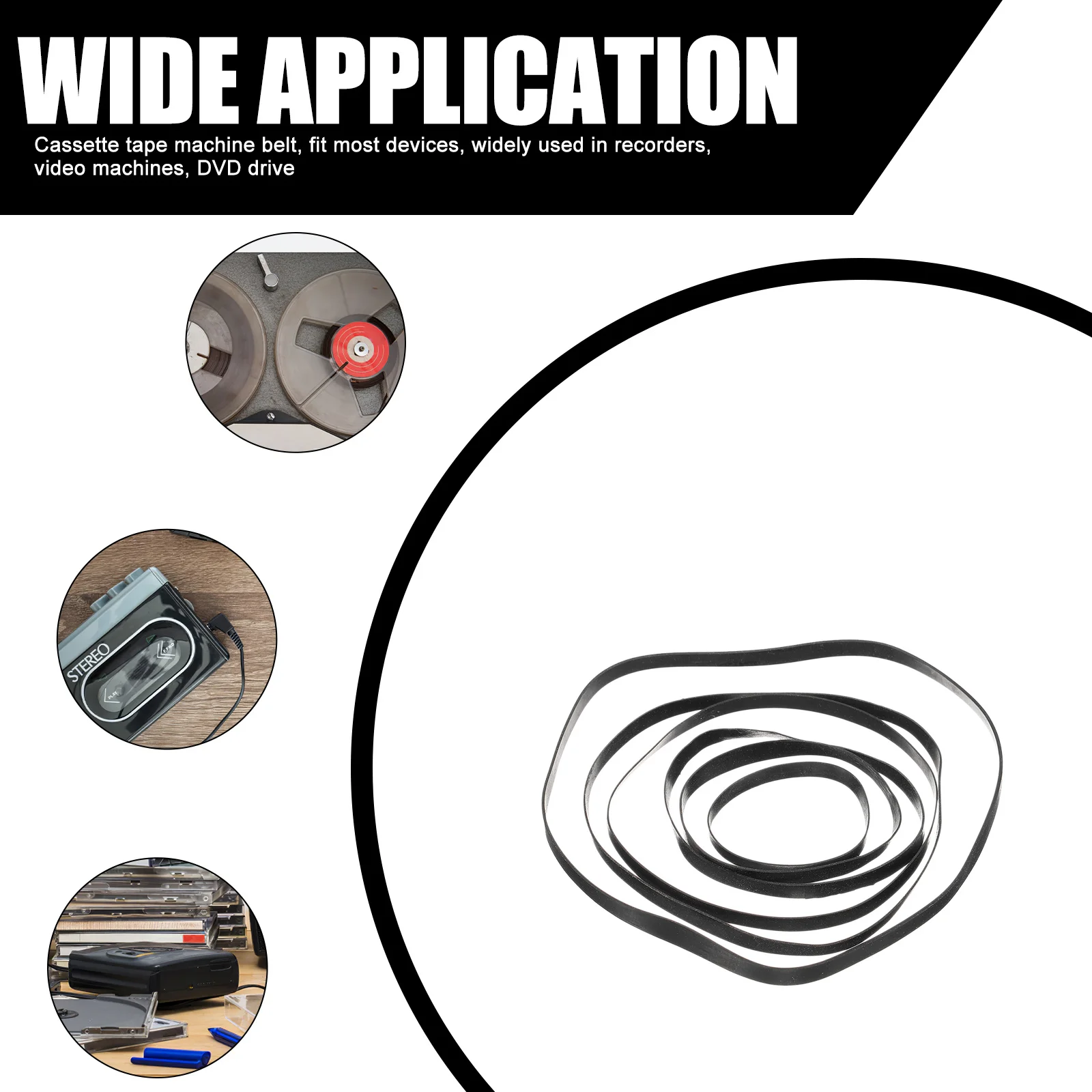 

50Pcs Cassette Recorder Belts 4Mm Rubber Bands for Audio Players Reduce Noise Smooth Operation Backup Cassette Belts