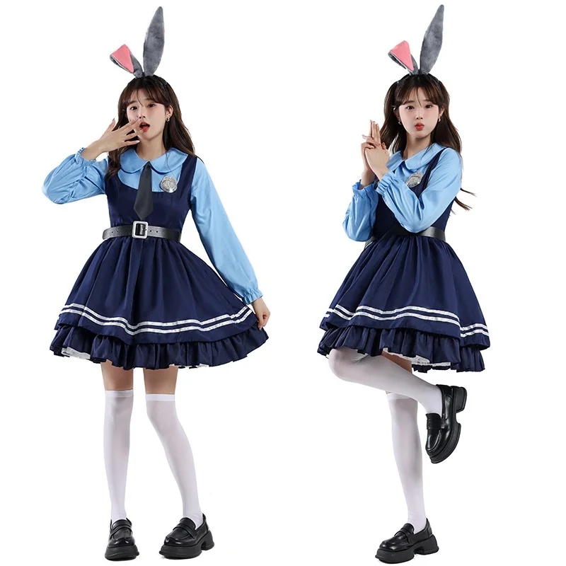 Fsia de loween Fena Judy Conjunto de Cosplay Traje de Policial Zootopia Roupa Tradicional Chinesa Fena