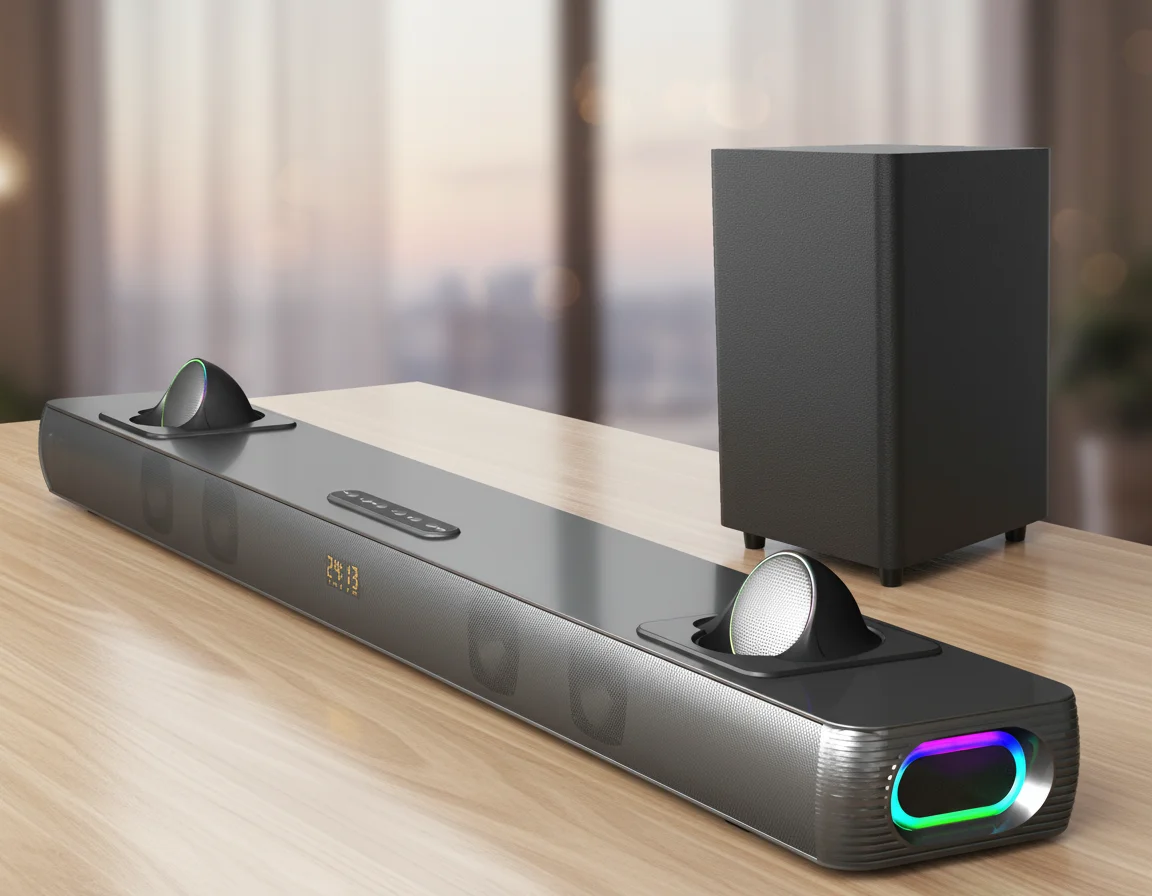 2.1CH Bluetooth Home Theatre Soundbar with  Subwoofer for Home Cinema Includes Remote Control