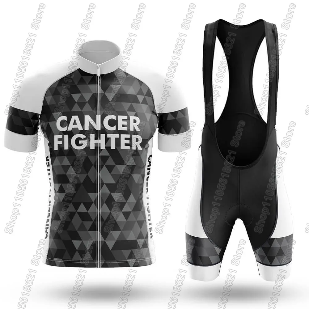 

Cancer-Fighter Cycling Jersey 2026 Set Summer Men Bicycle Clothing Road Bike Shirts Suit Bicycle Bib Shorts MTB Ropa Maillot