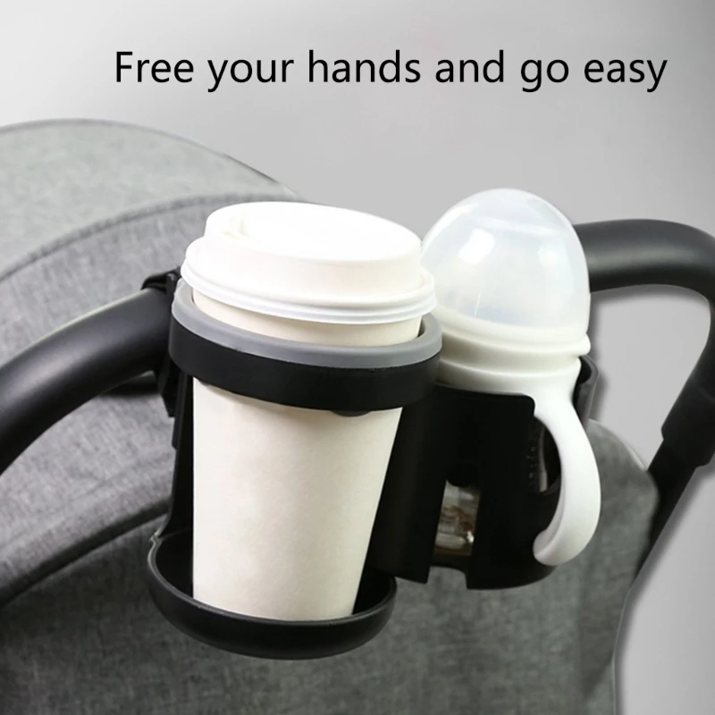 

Upgraded Stroller Universal Cup Holder 360° Rotation 2 in 1 Large Bottle Holder for 2 Cups Easy Installation Durable