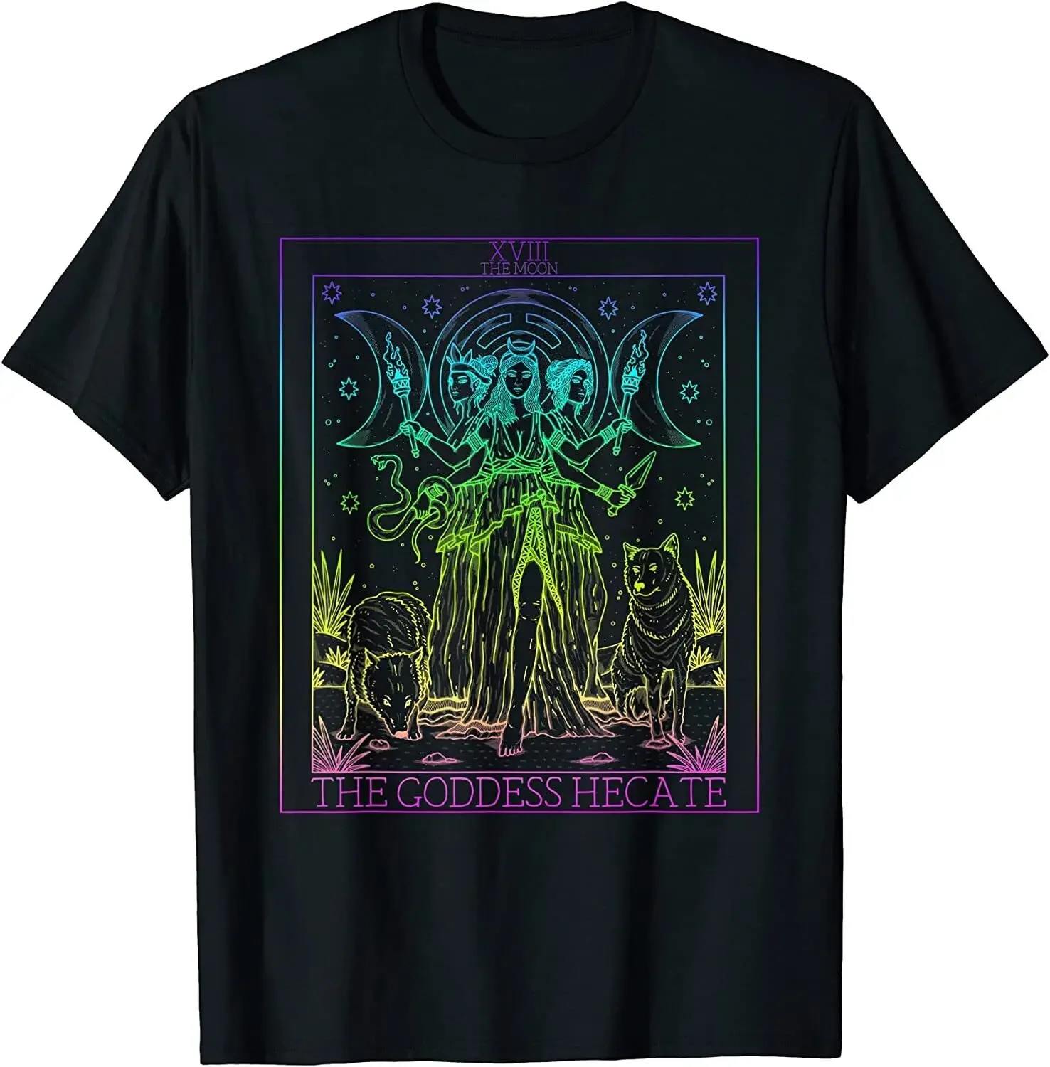 NEW LIMITED The Goddess Hecate Tarot Card Triple Moon Witch Hekate Wheel T-Shirt