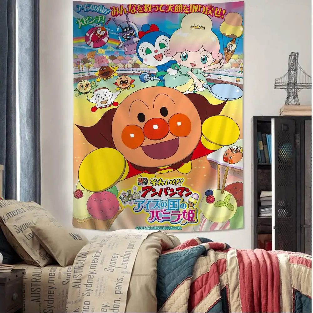 Anime A-Anpanman Cartoon Tapestry Hippie Flower Wall Carpets Dorm Decor Art Home Decor